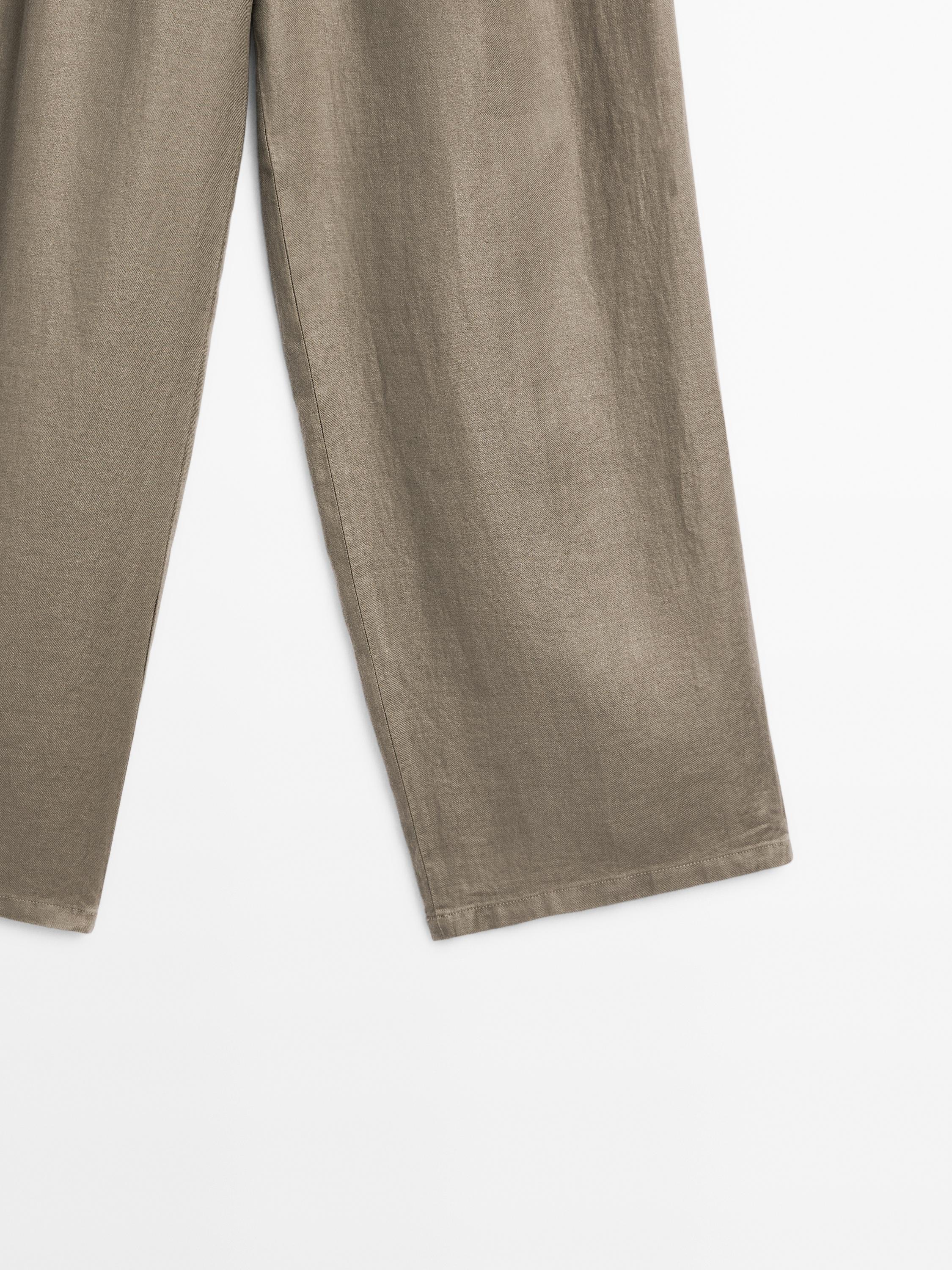 Pantalon large mid-rise 100 % lin